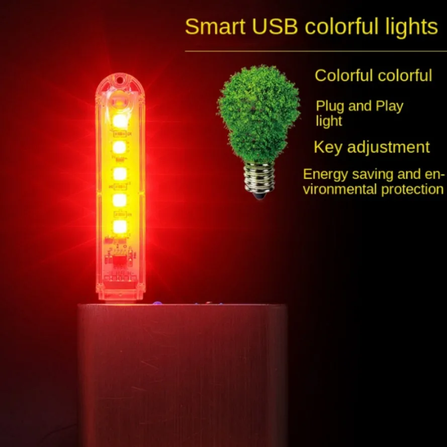 HHLZYH 5 szt. DC 5V Ultra jasny lampka nocna oświetlenie otoczenia oświetlenie ambientowe samochodu RGB oświetlenie otoczenia 5 diod LED do notebooka