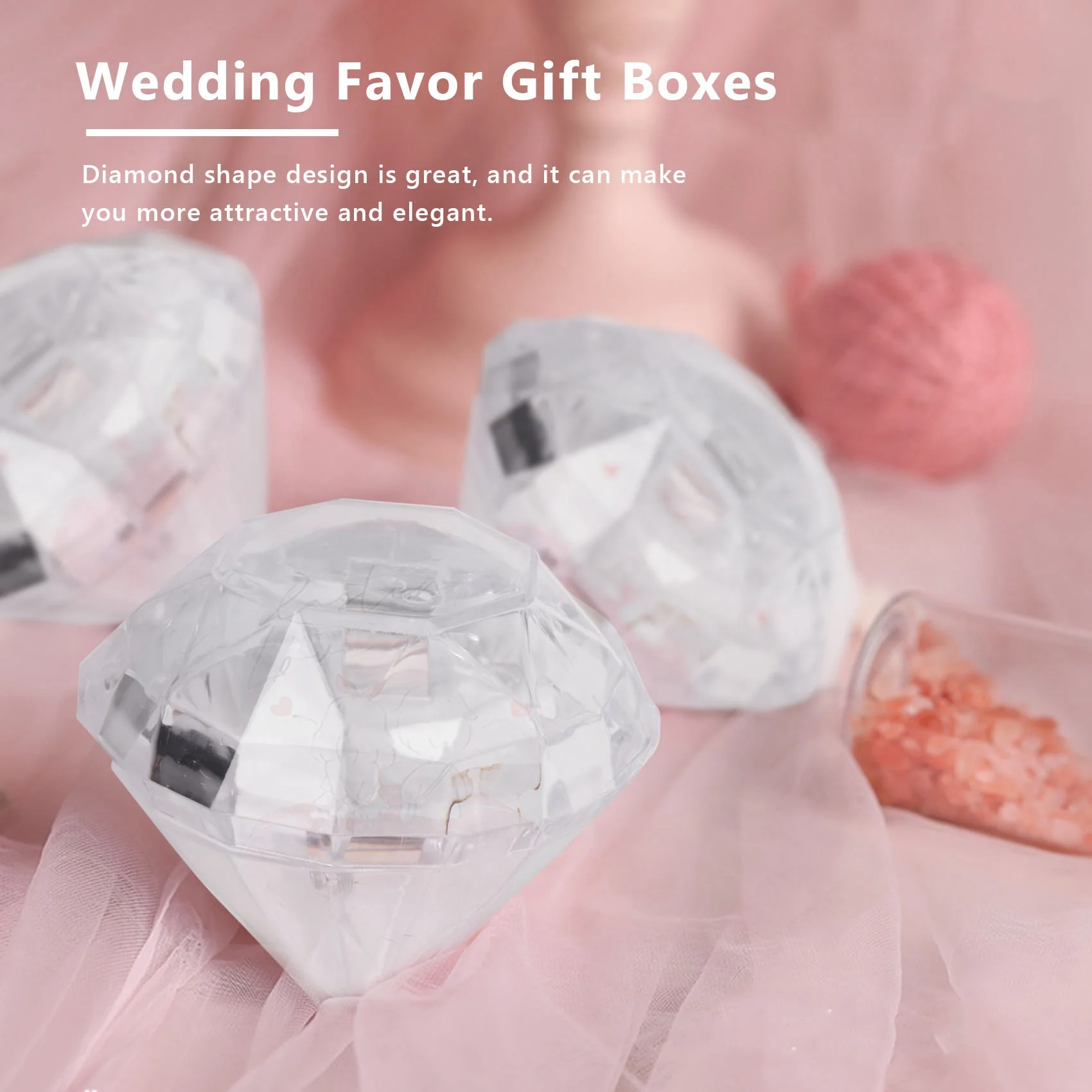 12PCS Transparent Diamond Shape Candy Box Wedding Favor Gift Boxes Party Box Clear Plastic Container Home Decor Gift