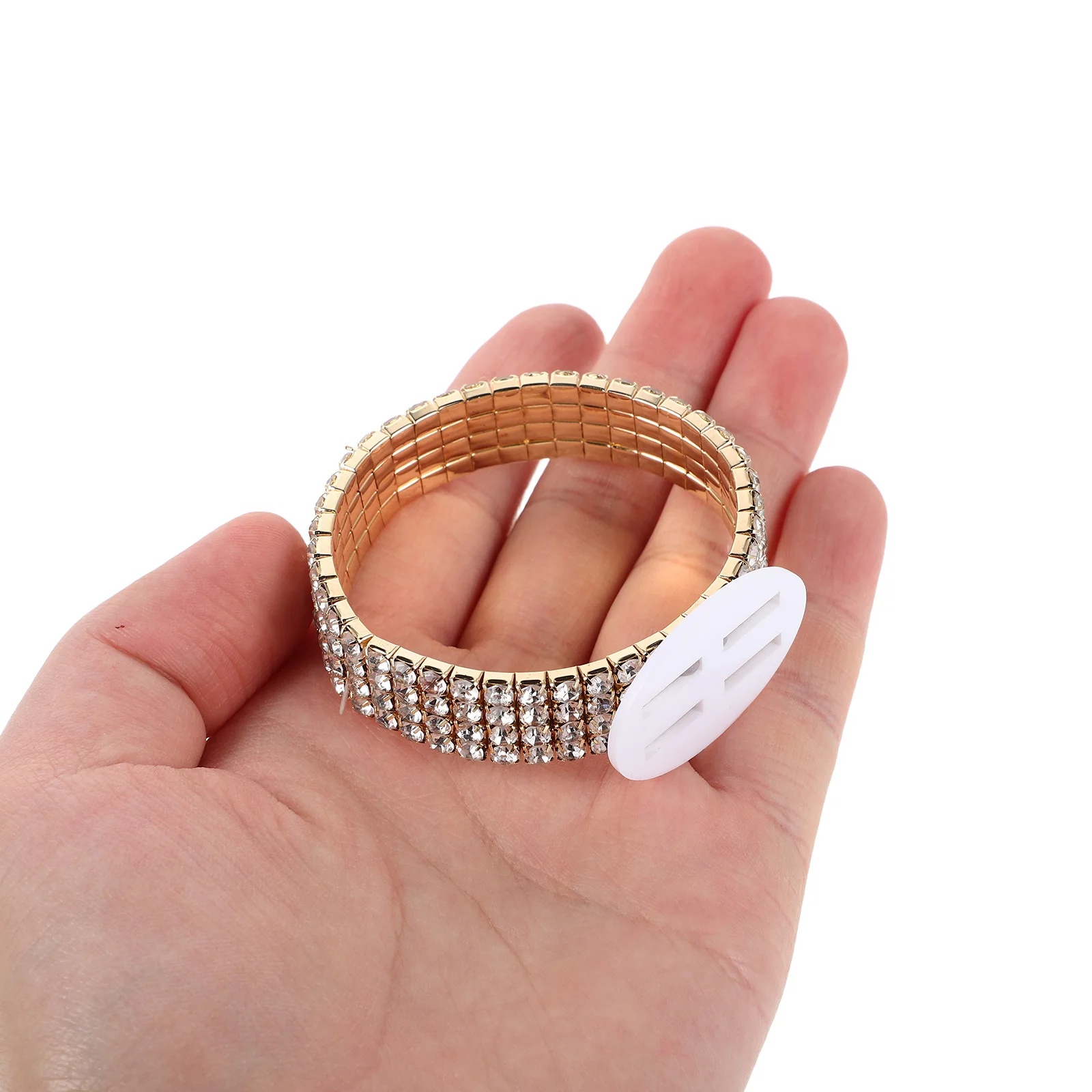 

2pcs Crystal Bracelet Bridal Shower Wedding Accessories Elastic Plastic Rhinestone Single Row corsage wristlet band stretch