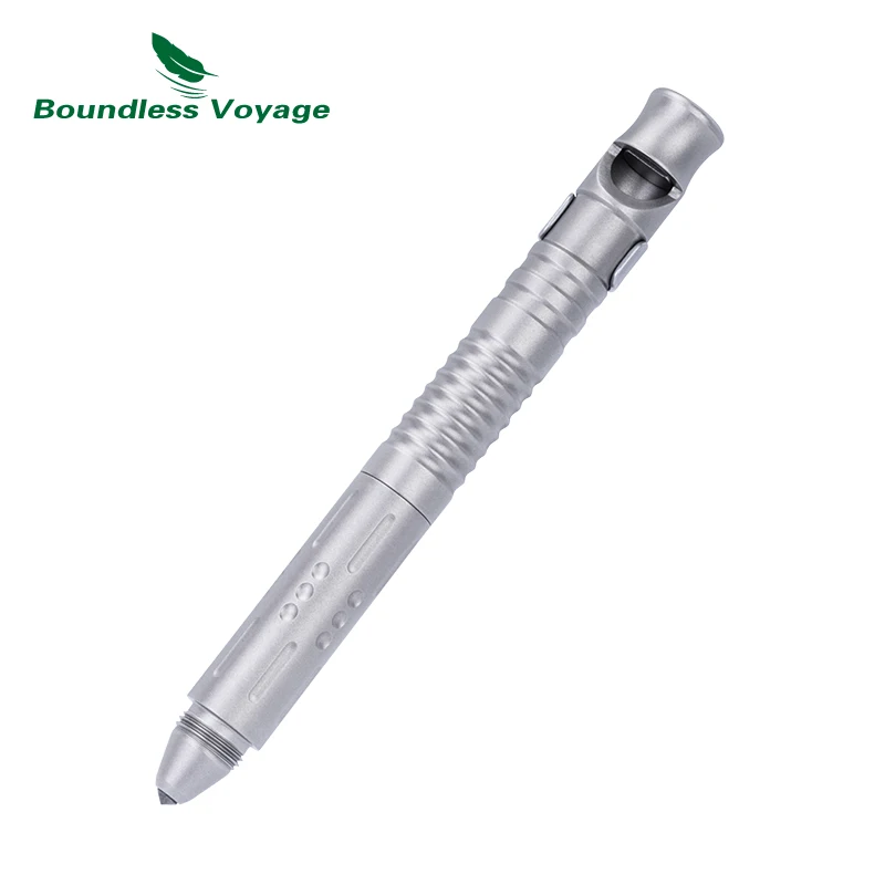 Boundless Voyage Titanium Whistle Multifunctional 3-in-1 Tools Pen, Car Window Breaker, Survival Whistle Ti9025O