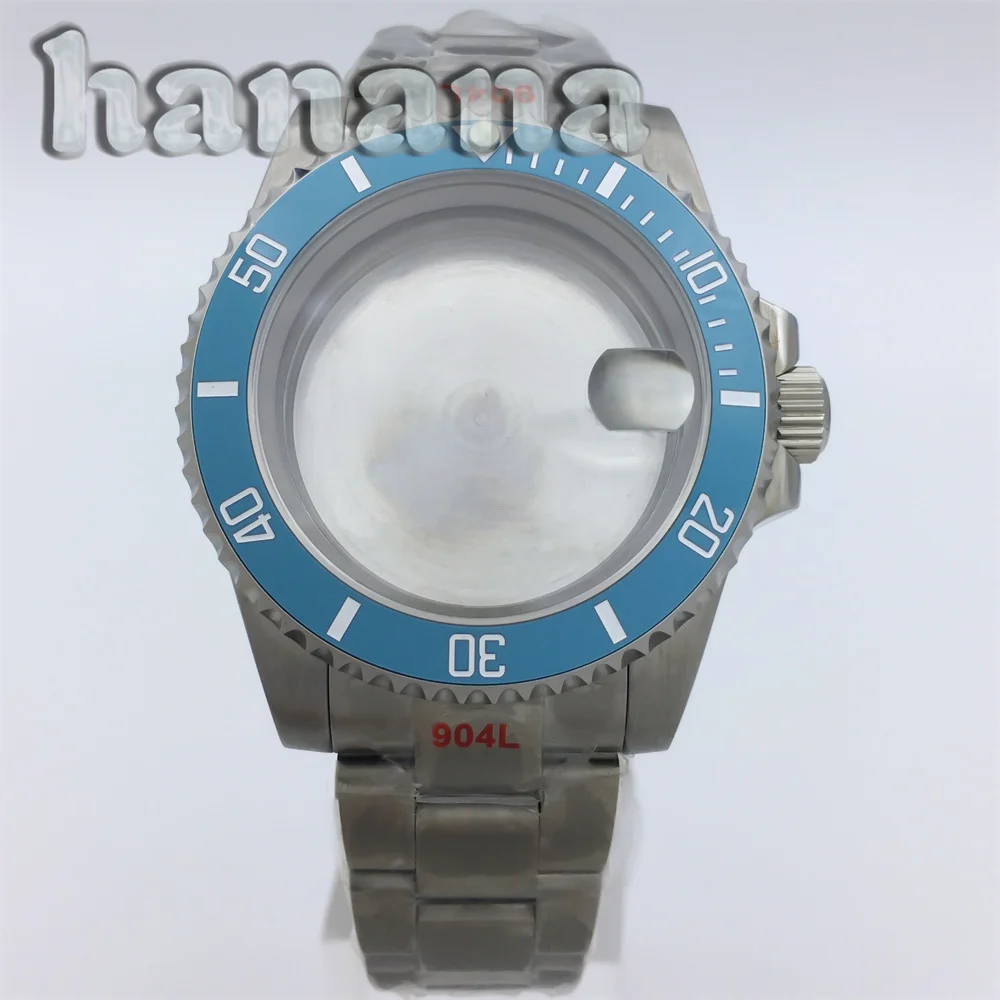 NH35 40 مللي متر حافظة السماء الزرقاء السيراميك الحافة الياقوت الكريستال NH34 NH35 NH36 ميوتا DG ETA2824 PT5000 حركة سوار الفولاذ المقاوم للصدأ