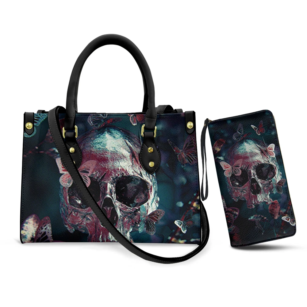 

Belidome Sugar Skull Floral Print Purses and Handbags for Women Leather Tote Bags Shoulder Bag Top Handle Satchel Bag Wallet Set