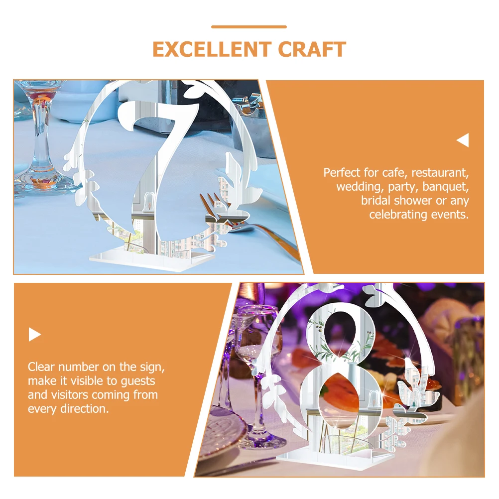 

10 Pcs Seat Card Table Number Holders Stand Numbers Wedding Reception Sign Signs