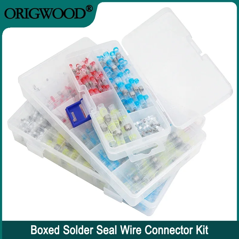 

Solder Seal Wire Connector Boxed 3:1 Heat Shrink Sealed Insulated Butt Splice Terminal Waterproof Butt Connectors Kit