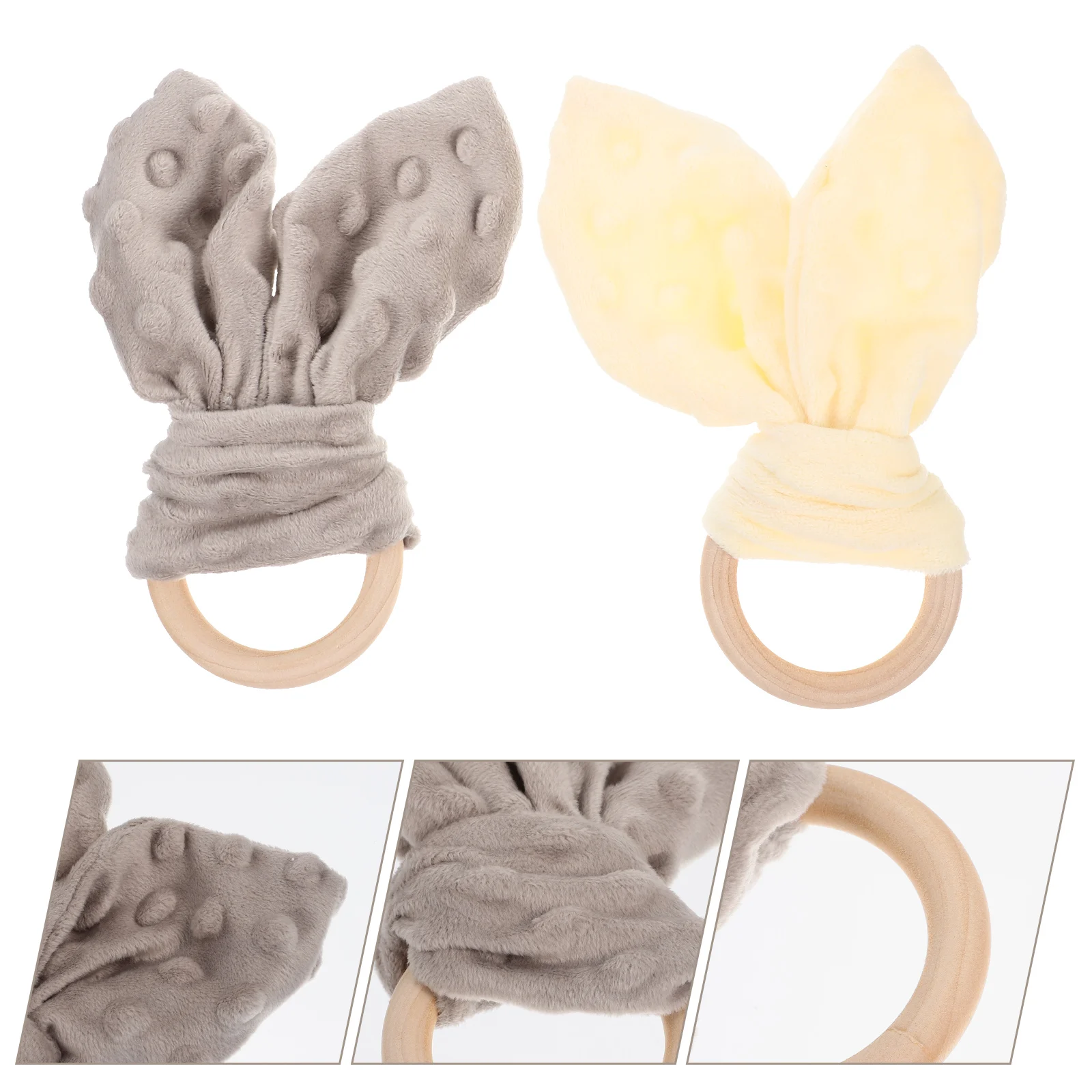 Toalla calmante para bebé, manta de seguridad, mordedor para recién nacido, juguete cómodo, anillo de madera, Material suave y seguro, larga duración, 2 uds.