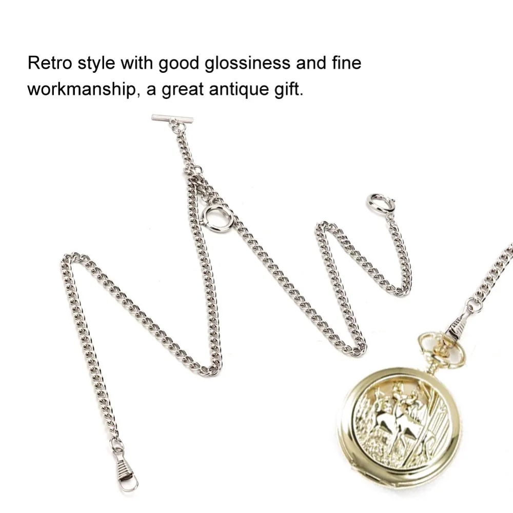 Classic Silver Pocket Watch Chain 44cm T-Bar Clasps Metal Pocket Watch Chain Classic Antique Present​ Present​