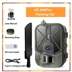HC-940Pro 10AA Dry4G 4K Video 36MP Wildlife Trail Camera APP 940nm Invisible IR LEDs Night Vision Hunting camera IP65 Waterproof