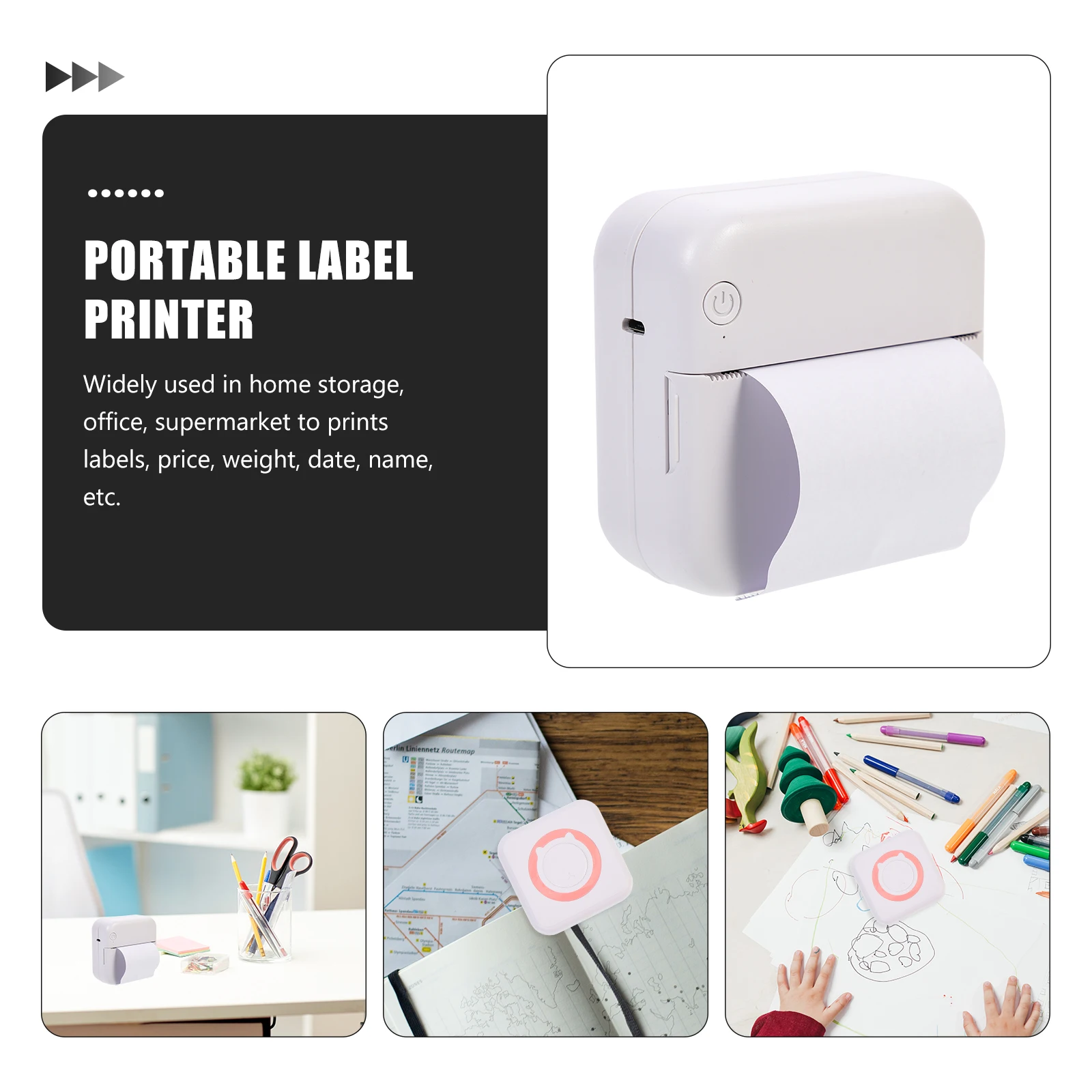 

Printer Wireless Label Maker Usb Charging Portable Student Pocket Mini Inkless Cute Design Office Home Supermarket