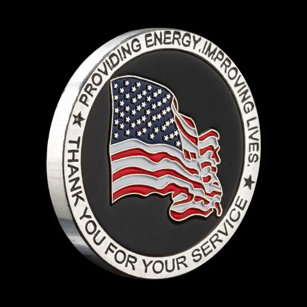 Safety Honor Commitment Providing Energy Jmproving Lives America Flag Collectibles Coin US Silvery Plated Commemorative Coins