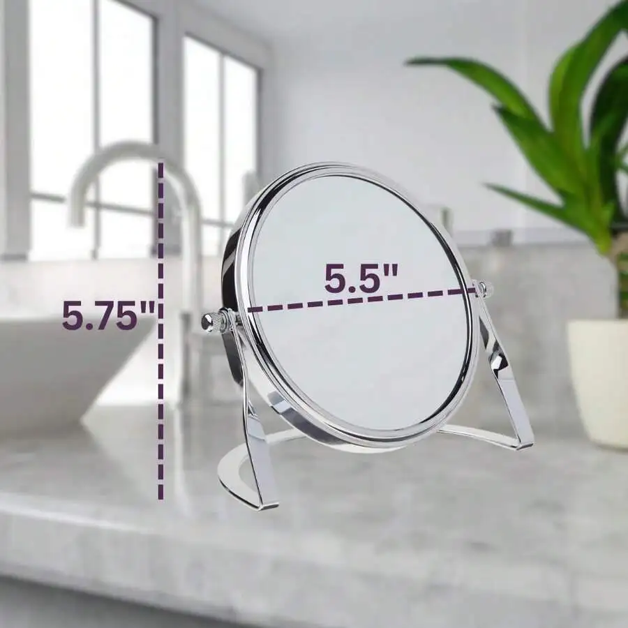 

5X Magnifying Makeup Mirror With Stand Chrome Finish 5.5 Inch Diameter