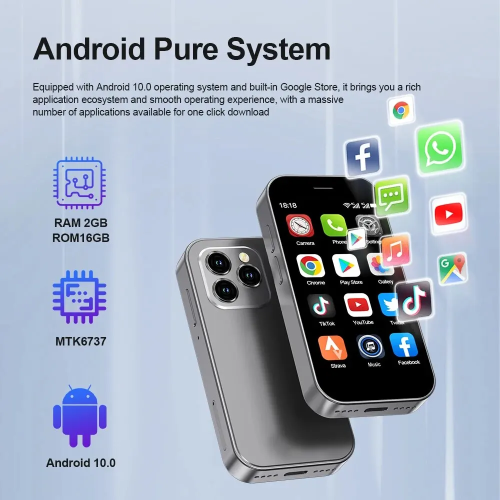 SERVO KING8000 4G Cellular Network Mini Smartphone Android 10.0 2GB+16GB 3" Display 5MP Camera Dual SIM With Play Store WhatsAPP