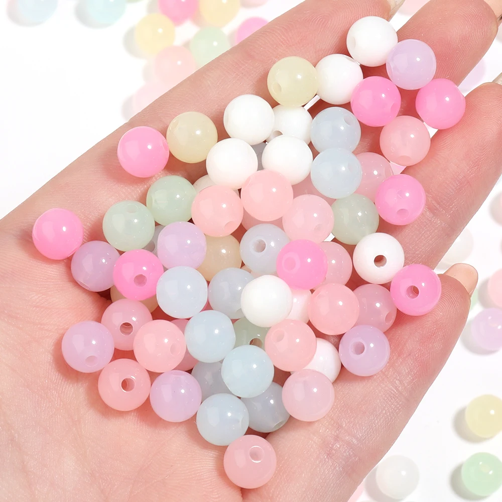 20-500Pcs 4/6/8/10/12/16mm Colorful Acrylic Beads Round Loose Spacer Beads For Jewelry Making Bracelet Necklace Diy Accessories