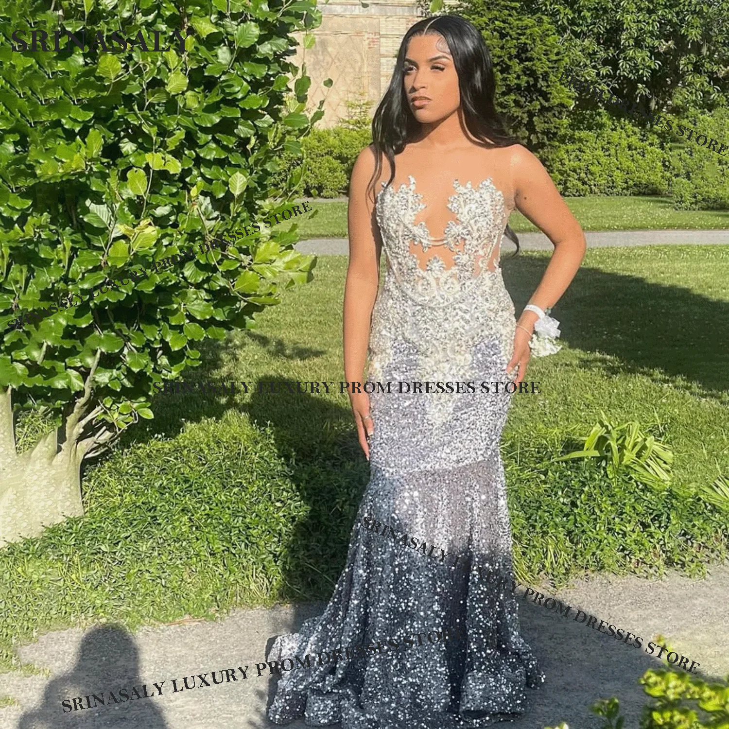 

Luxury Crystal Diamond Evening Dresses Exquisite Strapless Pleated Beadings Prom Dress Glitter vestidos de gala Customized