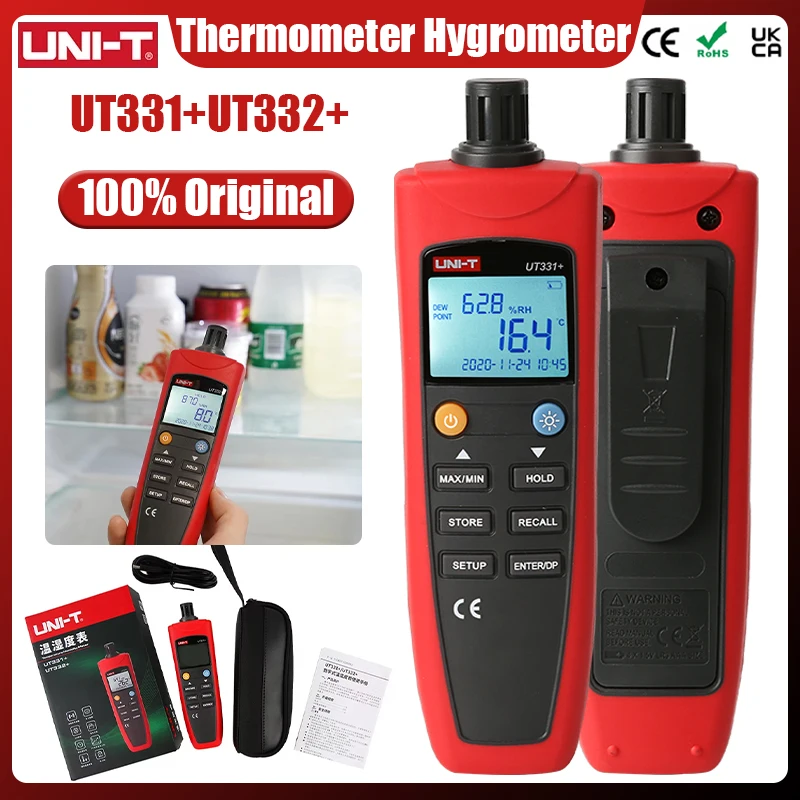 

Цифровой термогигрометр UNI-T UT331+ UT332+ для измерения температуры и влажности на производственных предприятиях -20°C ° C~70 ° С