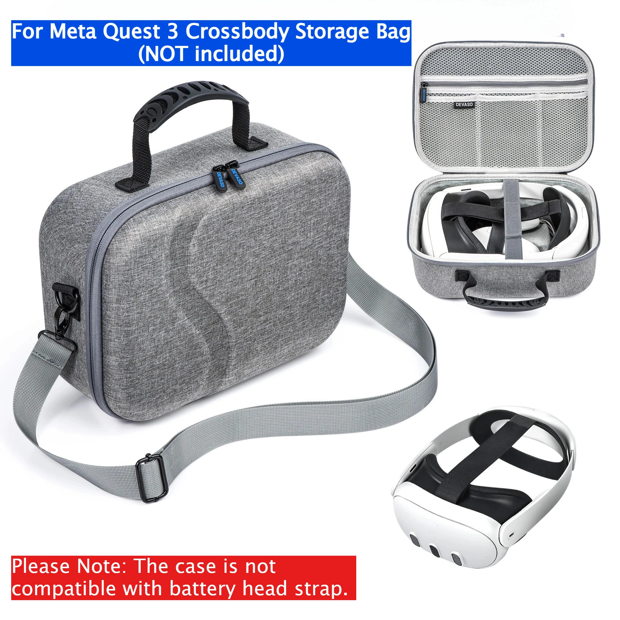 Carrying Case for Meta Quest 3, Travel Storage Case for Oculus Quest 3 with Elite Strap, Hard Case and Soft Lining for Travel