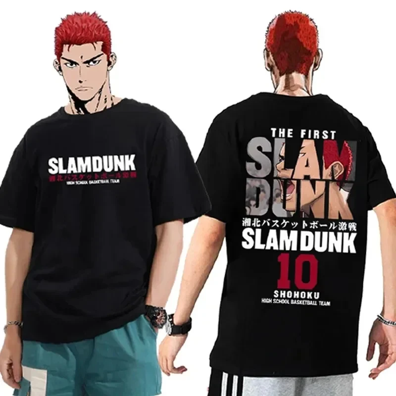 

2024 Summer Anime Slam Dunk T-Shirt for Men Sakuragi Hanamichi Kaede Rukawa Tee High-Quality Japanese Manga Women Short Sleeve