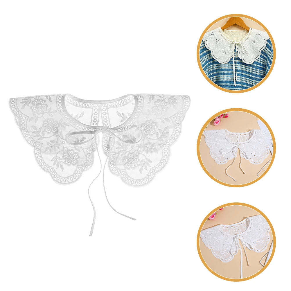 

2pcs Fake White Embroidered Lace Collar Shirts for Women Detachable Shawl False Collar Set Classic Design Comfortable Durable