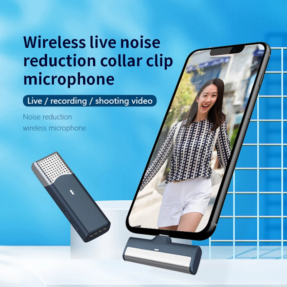 Lewinner – Mini Microphone Lavalier sans fil, Portable, professionnel, réduction de bruit, pour iPhone, avec boîte de chargement