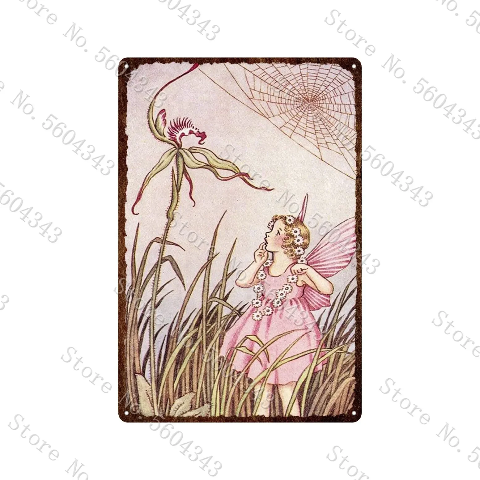 

Vintage Fairy Angel Flower Metal Sign with Cats Decorative Tin Plates for Garden Home Wall Art Iron Plaques for Animal Lovers