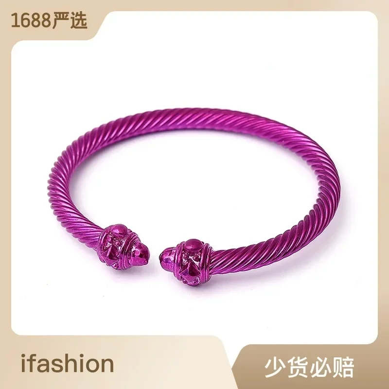 2023 Stainless Steel Matte Paint Macaron Color Matching Fashion Women\'s Open Bracelet Gift Accessories Jewelry