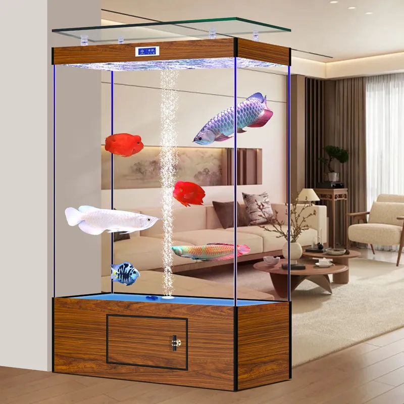 

PYH new bottom hidden oxygenated ultra-white glass goldfish tank middle and large upper filter in living room