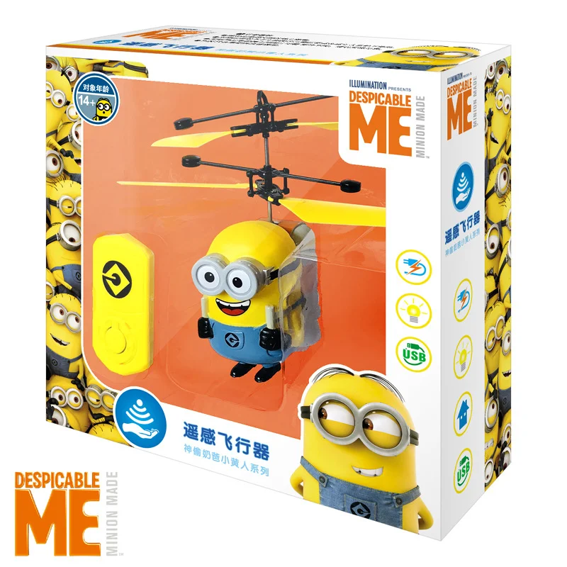 Minionki Indukcyjne Hovering Bezpieczne Odporne na upadek Mini helikoptery Zabawki z kreskówek Akumulatorowe helikoptery RC Prezent urodzinowy dla