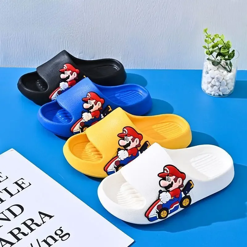 Super Mario Bros Kart Children's Slippers 2024 Indoor Cartoon Non-Slip Soft Sole Medium and Large Children's Outing Sandals