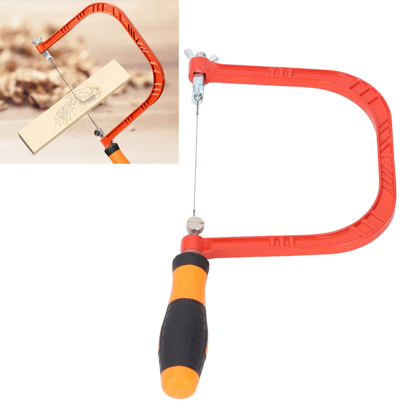 Deep Coping Saw 6 Inch U Shape Multifunctional Aluminium Alloy Small Carving Saw with 5 Blades for Woodworking