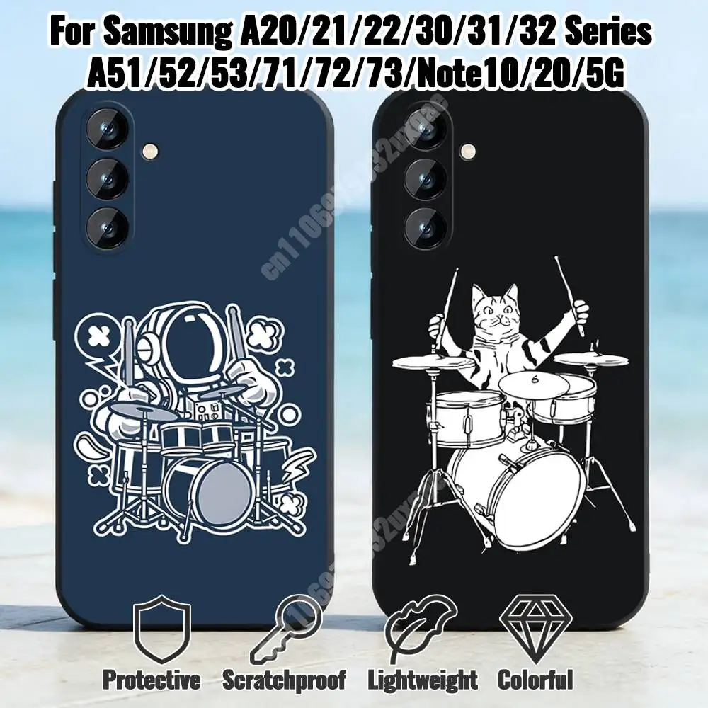 

Funny Percussionist Drummer Phone Case for Samsung Galaxy A73 72 71 70 A32 31 30 S 5G 4G A13 A12 TPU Cover