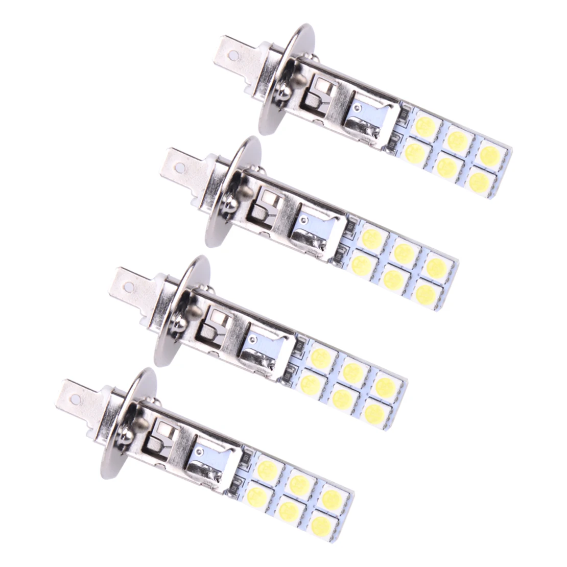 4Pcs/set H1 6000K Super White 12 SMD Headlight Bulbs Kit Fog DRL Driving Light Lamp Universal 55W 12V