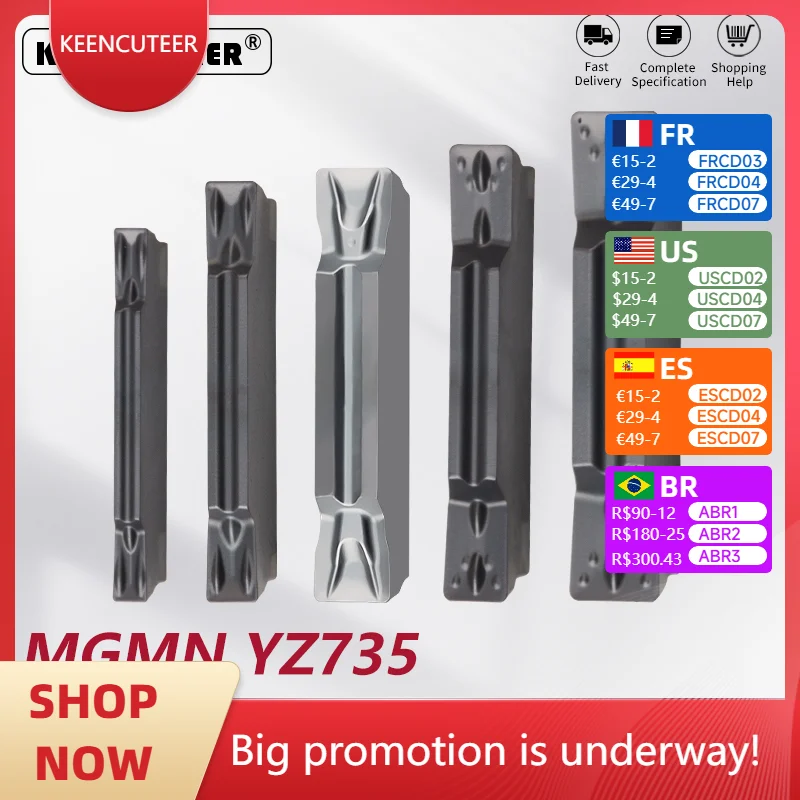 

For Stainless steel MGMN150, 200, 250, 300, 400, 500 carbide cutting inserts YZ735 slot machining cutting inserts