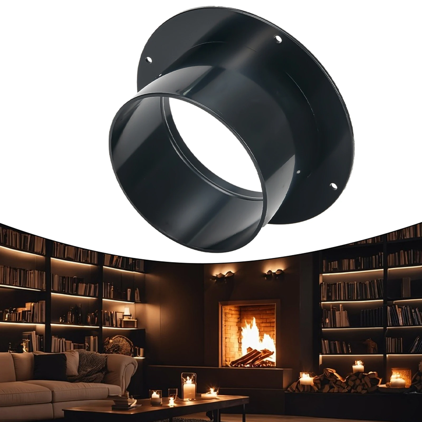 Straight Pipe Duct Connector ABS Straight Accessories Tool Accessory Black Wall Mounted Flange 100mm-150mm 4/5/6in