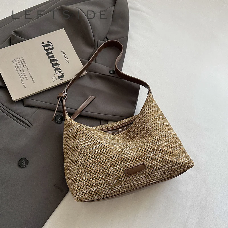 

Small Knitted Straw Hobo Bag Ladies Daily Casual Weave Shoulder Bags 2026 New Trend Fashion Summer Female Handbags and Purses