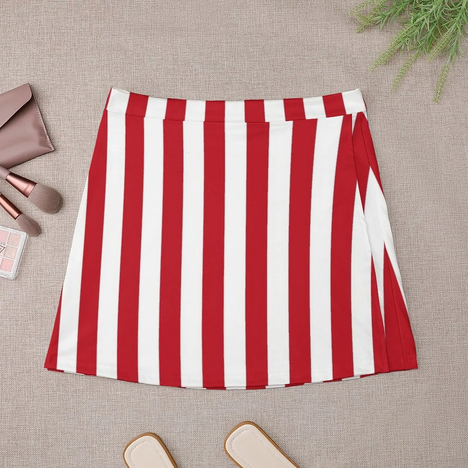 Red and White Stripes Stripe Patterns Striped Patterns Wide Stripes Vertical Stripes | Mini Skirt korean style Mini Skirt