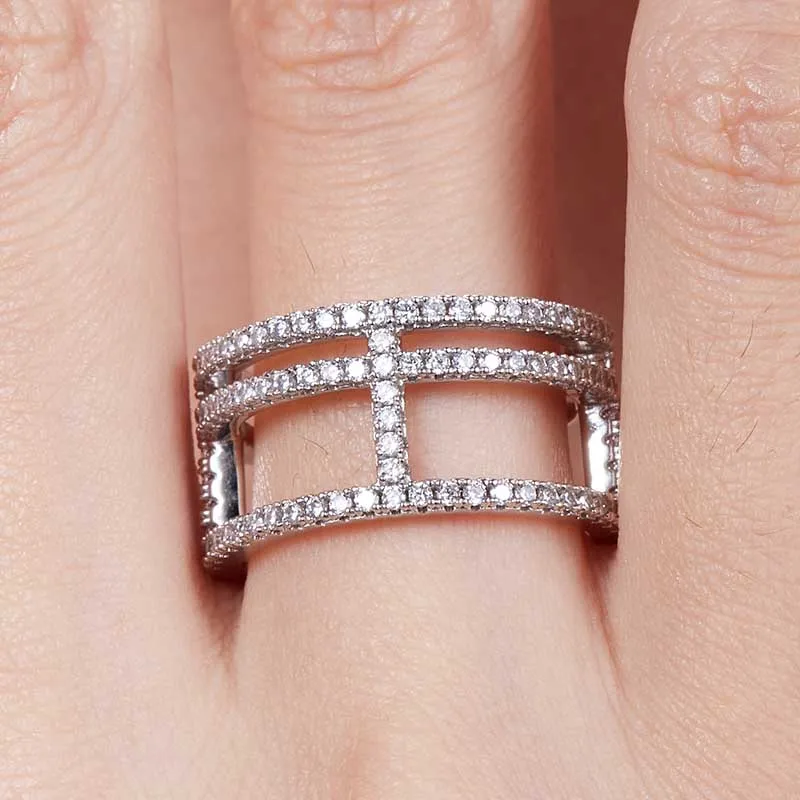

2025 Newest Hollow Full Moissanite Ring For Women S925 Sterling Silver D Color Moissanite Ring Passed Diamond Test Wedding Gifts