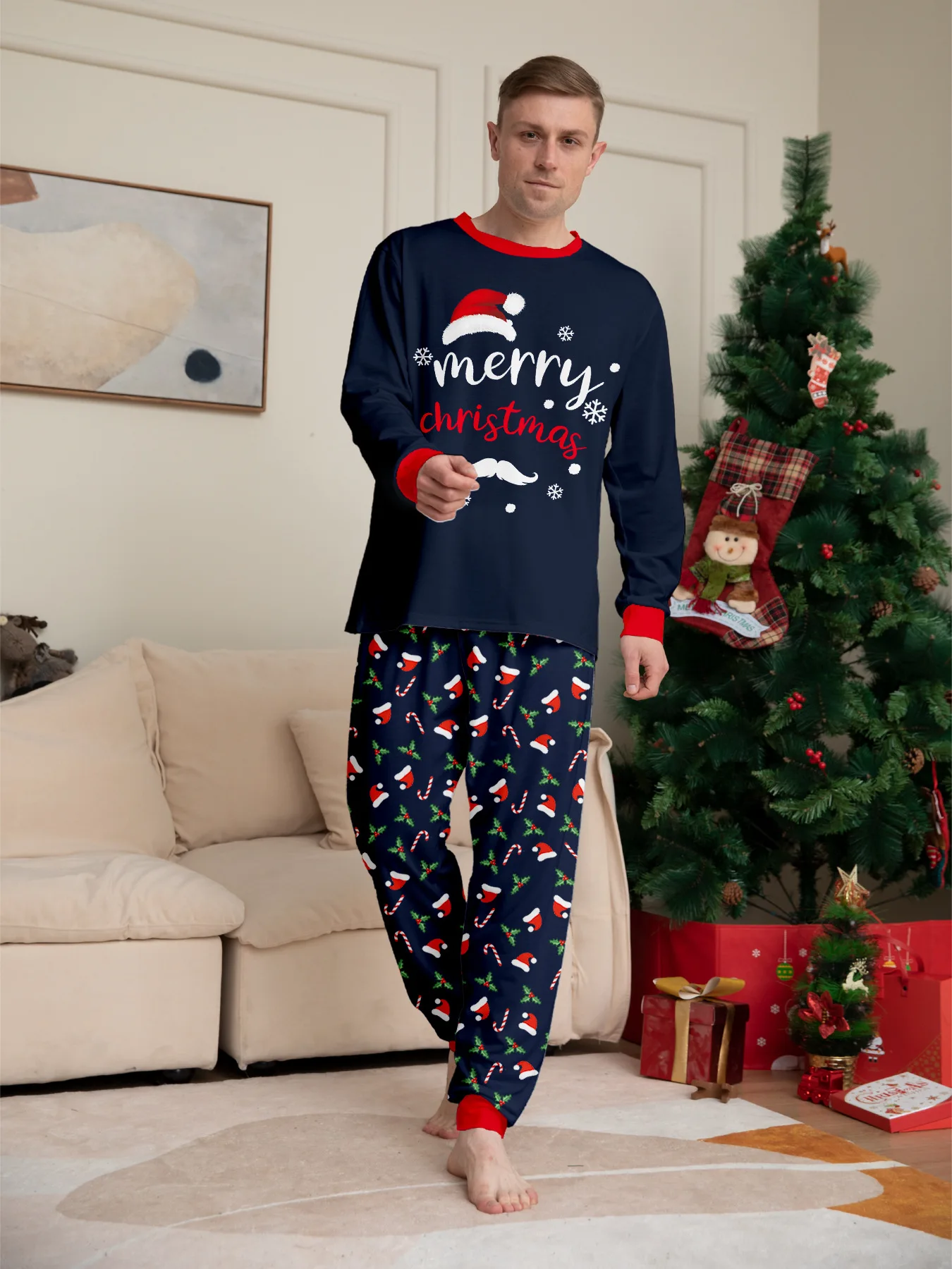 Christmas Family Matching Outfits Pajamas Family Look Clothing Sets Cartoon Print Father Mother Kids Baby Xmas Sleepwear Pyjamas