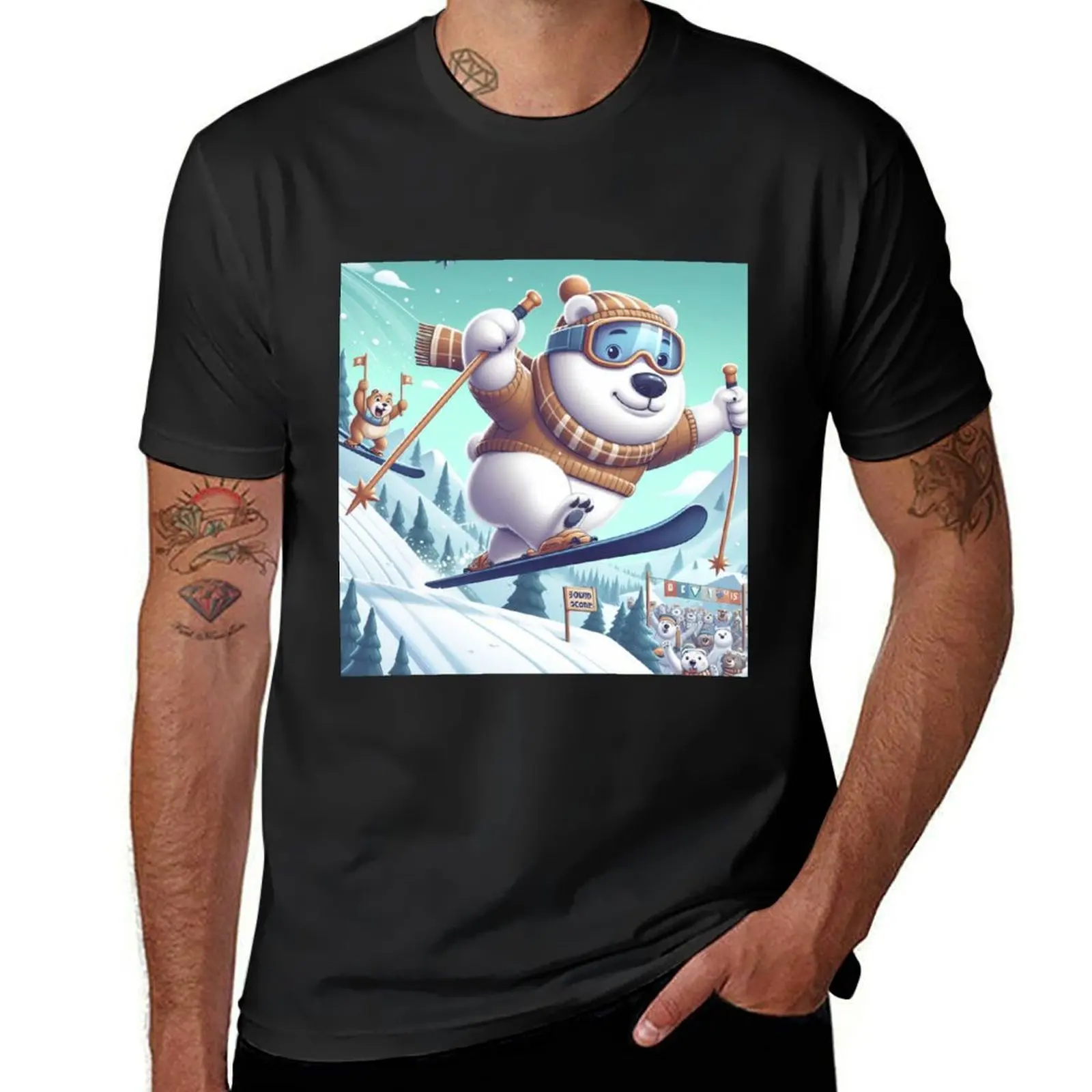 Skier T-Shirt cute tops kawaii clothes funnys plain t shirts men