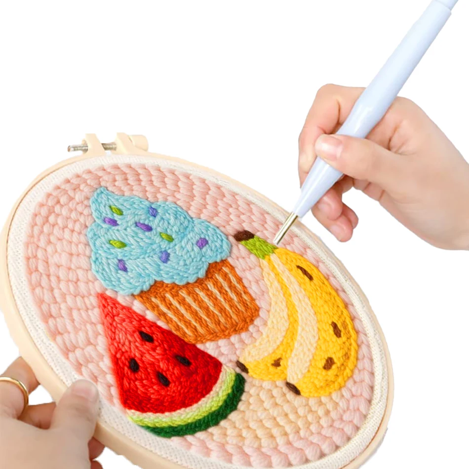 GATYZTORY punch needle embroidery package Food Wall art Tufting embroidery and creativity crafts supplies adults Yarn Home Decor