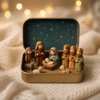 Adorno navideño con escena de nacimiento, pequeño adorno creativo para escritorio, manualidades decorativas, regalo para las fiestas.