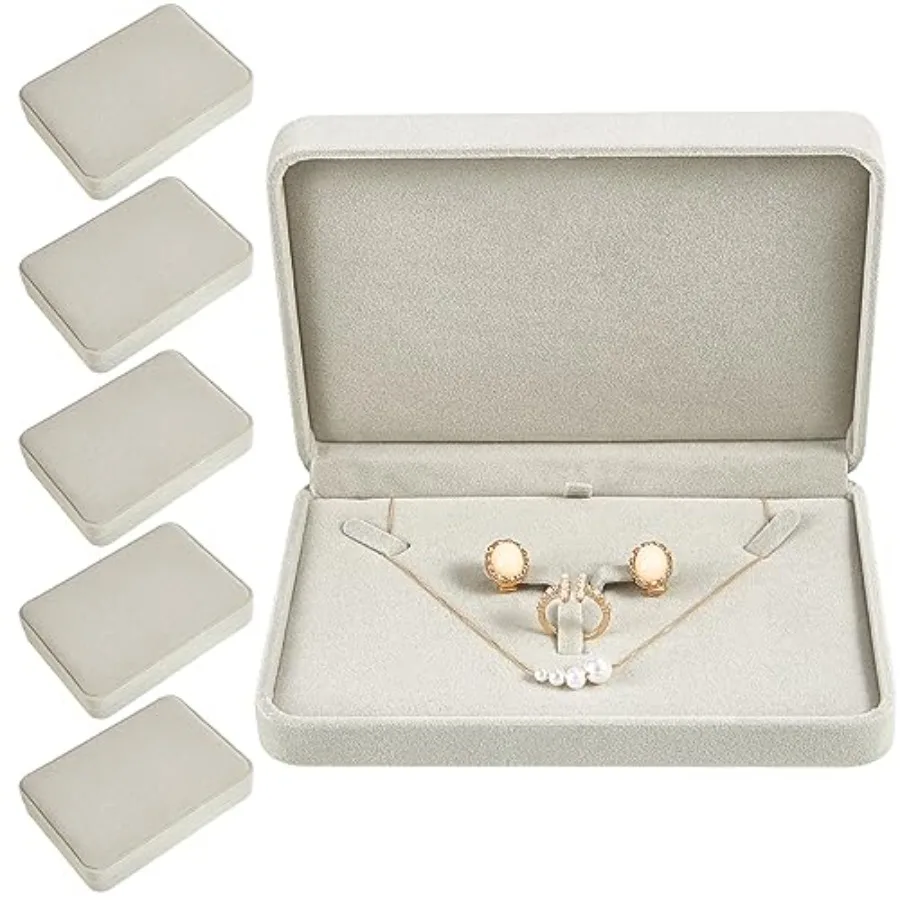 

6 Pcs Large Jewelry Set Box Necklace and Ring Earring Pendant Gift Box Flannelette Jewelry Gift Box Jewelry Case for Traveling