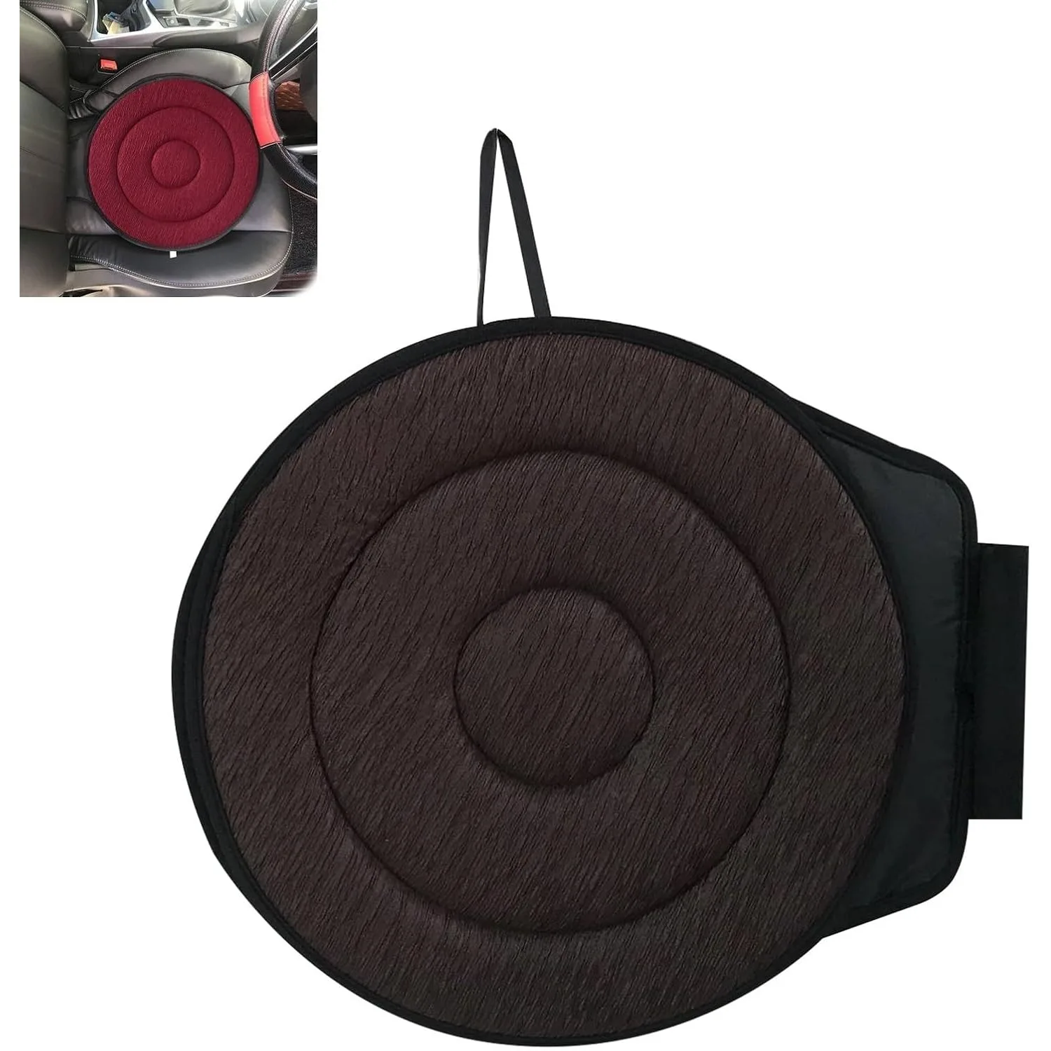 360° rotating car seat cushion for elderly & pregnant, easy vehicle entry/exit, round cushion fits car/sofa seats.