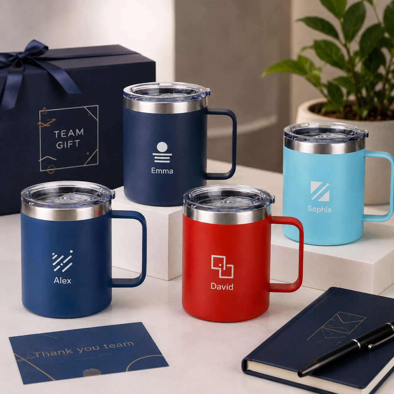 Custom 12oz Insulated Coffee Mug With Lid Personalized Employee Name Stainless Steel Office Cup for Team Appreciation Gifts