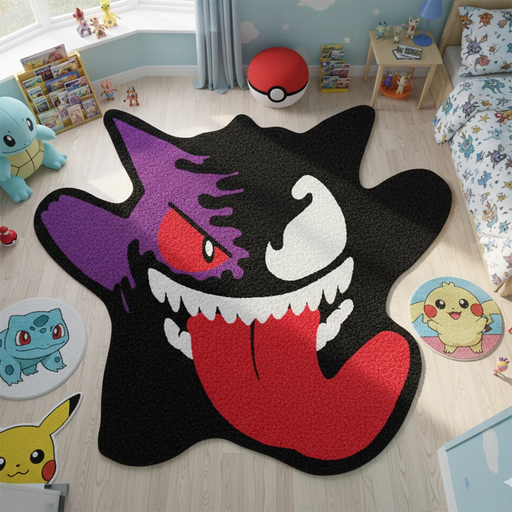 

Милый коврик с изображением покемона Генгар, коврик для пола в стиле аниме, декор для детской комнаты, нескользящий ковер, коврик для домашних животных, мягкое декоративное одеяло, игровой коврик