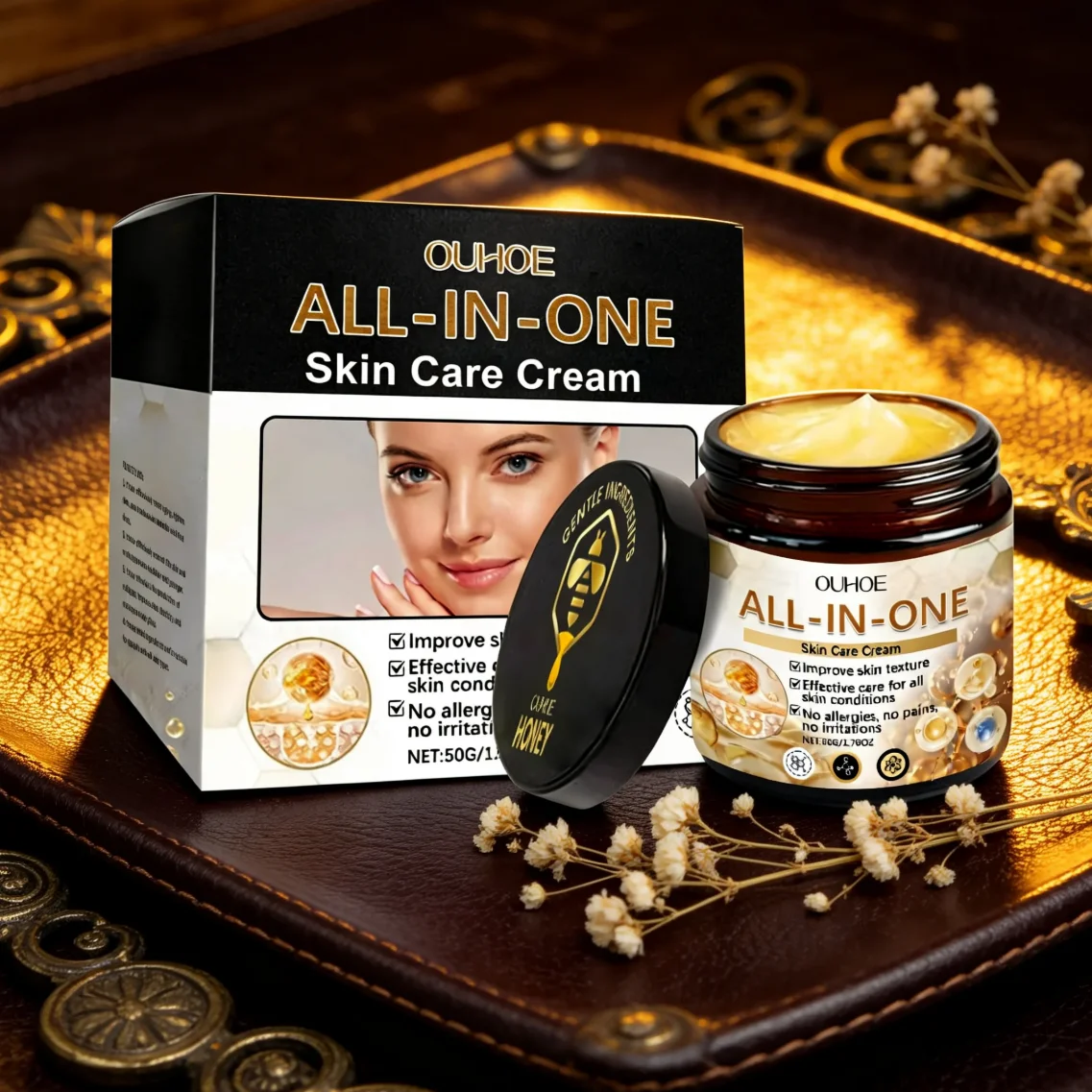 OUHOE All-in-One Skin Care Cream - Daily Moisturizing Face Cream, Gentle Hydrating Formula, 50g