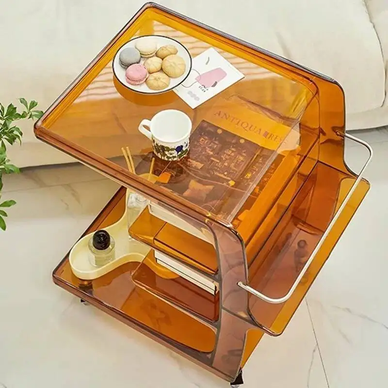 طاولة جانبية أكريليك فاخرة خفيفة بجانب السرير، تخزين متنقل، طاولات قهوة لتناول الطعام، أثاث غرفة المعيشة الإبداعي للفندق #5