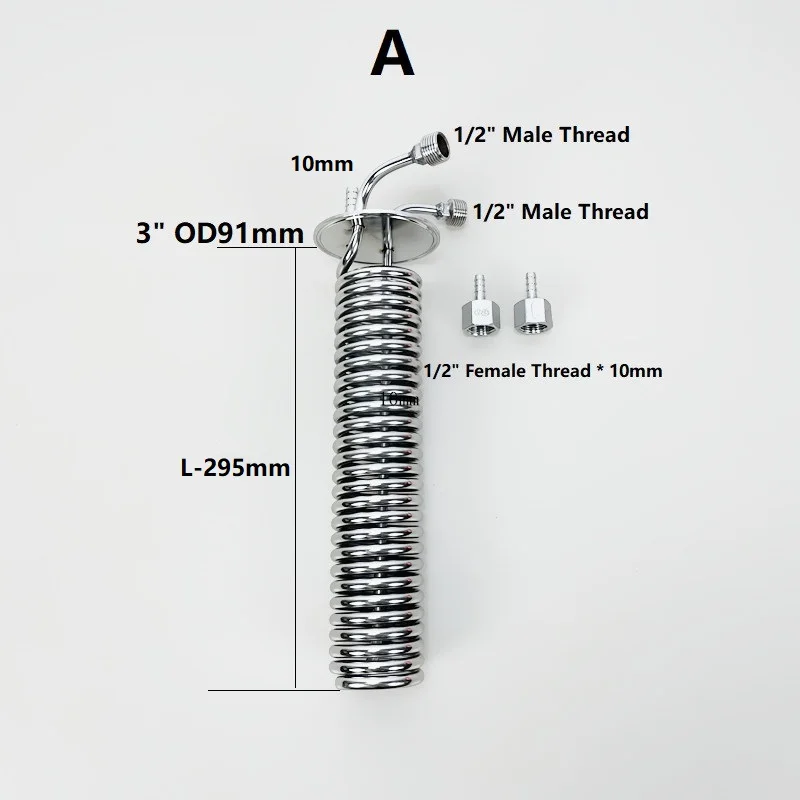 Imagem -02 - Bobina de Resfriamento Tri-clamp Dephlegmator Rosca Masculina e Feminina Destilação de Cerveja Doméstica 295 mm Comprimento Condensador Pol Pol