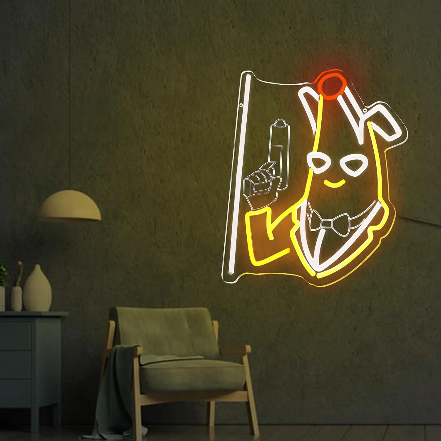 الموز القاتل النيون تسجيل مسدس ضوء الليل تسجيل LED عكس الضوء لغرفة اللعبة رجل الكهف بار حفلة عيد ميلاد ديكور هدية لمحبي اللعبة #2