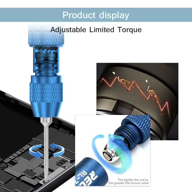 RELIFE RL-725 Adjustable Torque Screwdriver Set 6 in 1 Disassembly and Repair Phone Opening Tool Screwdriver Set