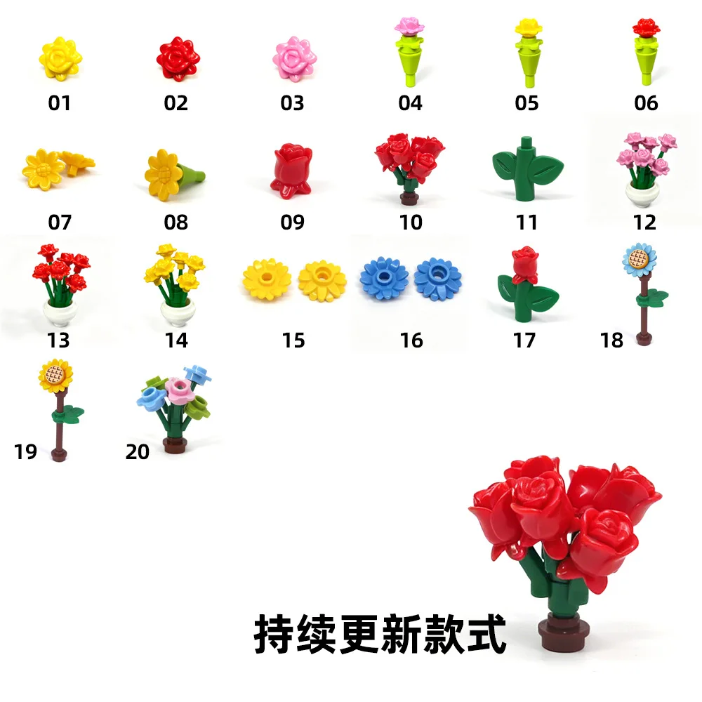 Städtischer Botanischer Garten MOC 93081 Topfpflanzen-Bouquet Sonnenblumen-Bausteine Blumenszenen-Bausteine Spielzeug Kompatibel mit LEGO