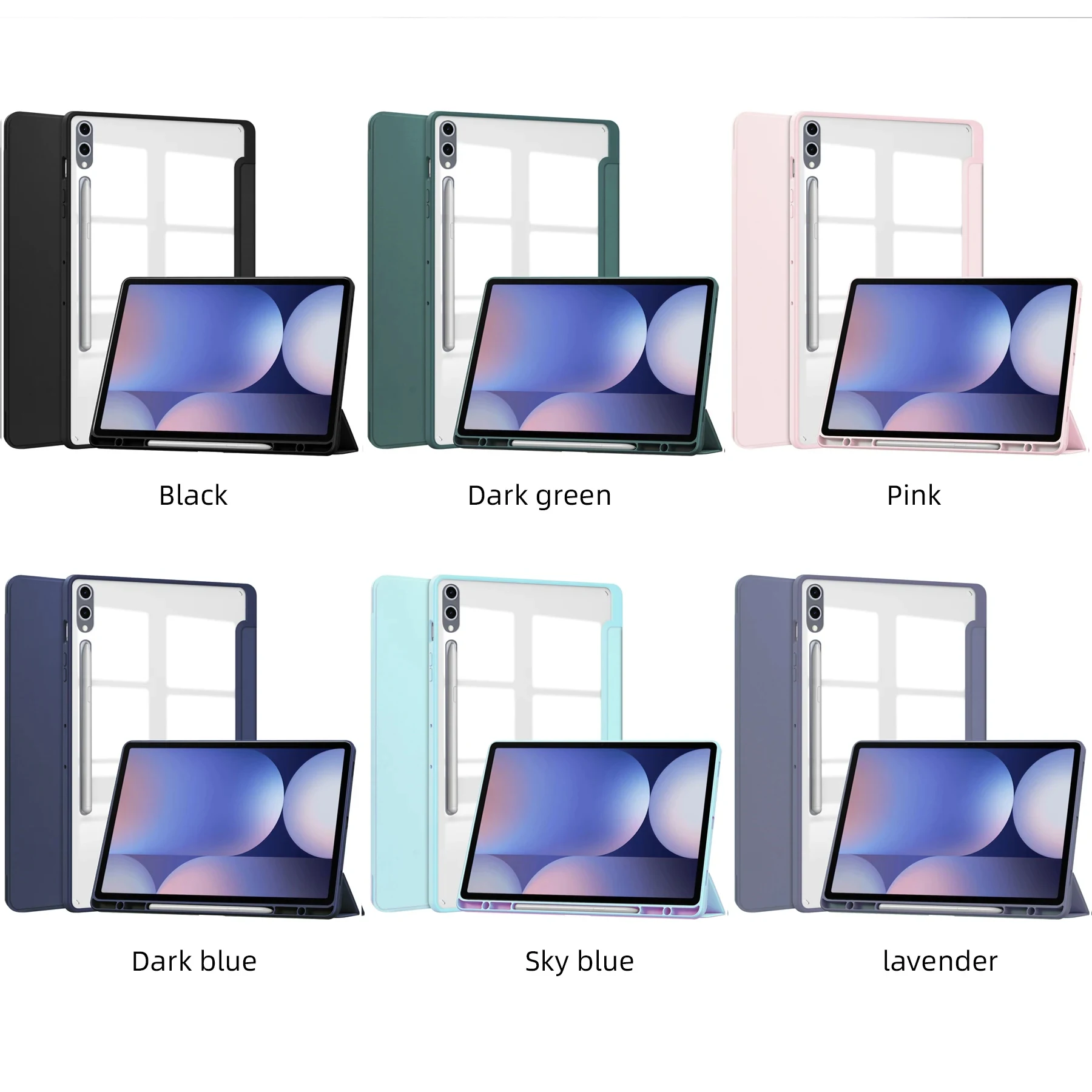 Transparent Leather Back Case for Samsung Tab S10 plus SM-X820 Auto Sleep/Wake Cover